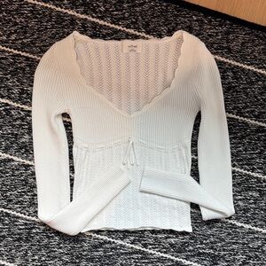 Wilfred Ivory Ribbed Knit Top